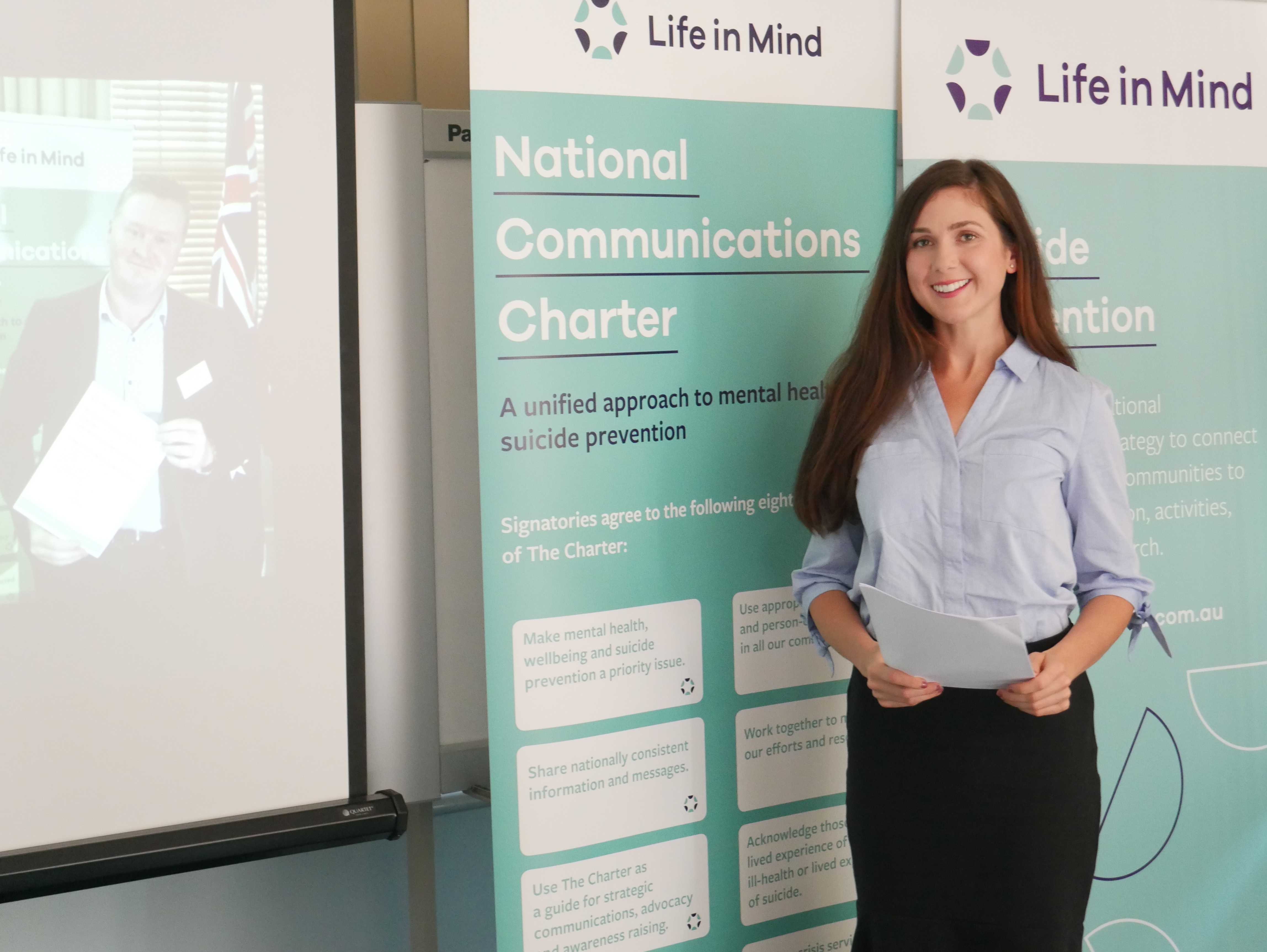 <p>Project Officer, Jessica Ingram presenting on The Charter</p>