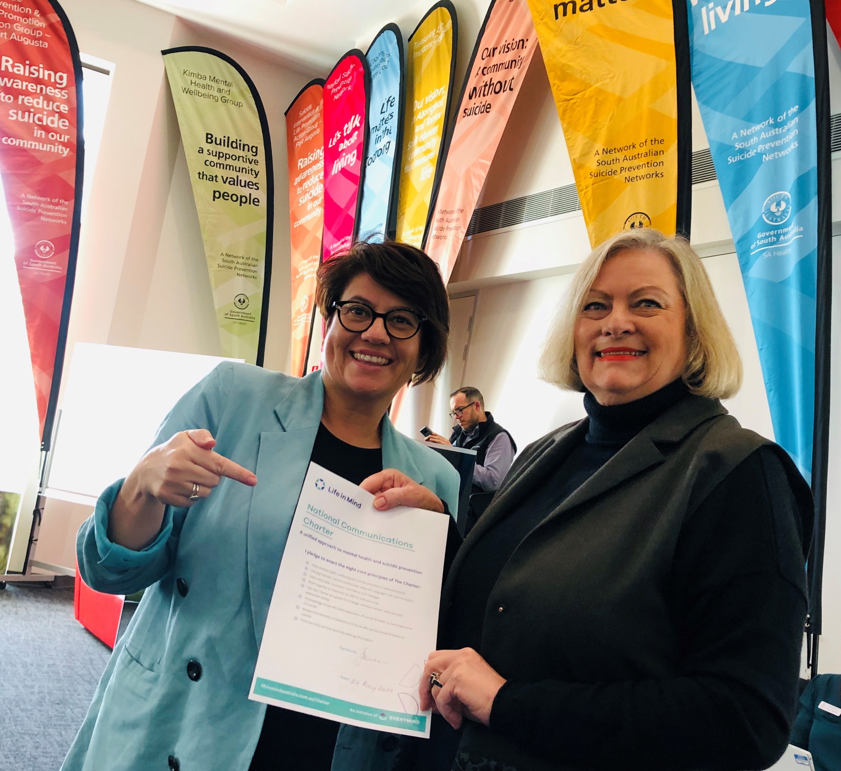 <p>Jennifer Bowers, Managing Director and CEO of Rural and Remote Mental Health signing The Charter<br /></p>